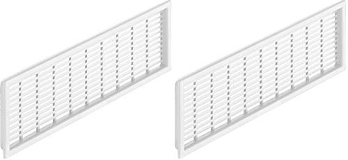 Gedotec Lüftungsgitter weiß | Belüftungsblech aus Kunststoff für Belüftung von Wohnräumen, Möbel | Türgitter geschlitzt mit Abdeckrand zum Einlassen | 41 x 175 mm | 2 Stück - ovale Abluftgitter