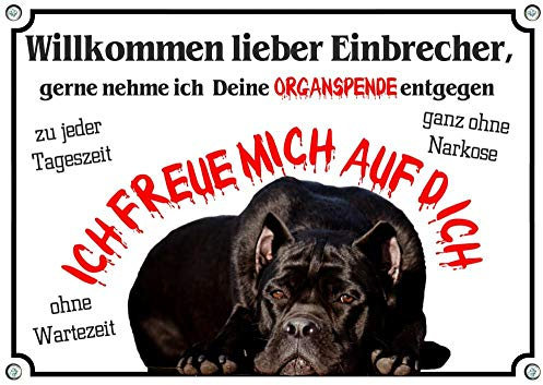 Petsigns Hundeschild mit Cane Corso - Warnschild Organspende - uv-beständig, DIN A4