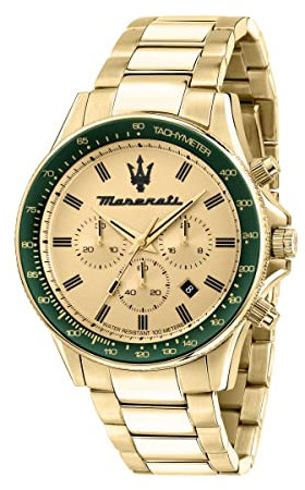 Maserati Herrenuhr, Sfida Kollektion, aus Edelstahl, Gelbgold PVD, mit Edelstahl-Armband - R8873640005