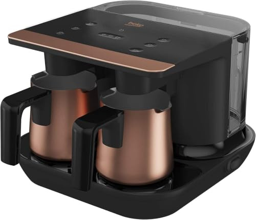 Beko TKM8961B Turkish Coffee Maker | 3D Induction Heating | 6 Cup Capacity | Automatic Water Dosing | CookSense Anti-Overflow | Stainless Steel Pots | Black
