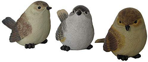 VERDELOOK Statua di 3 uccellini in poliresina 15x9x11cm