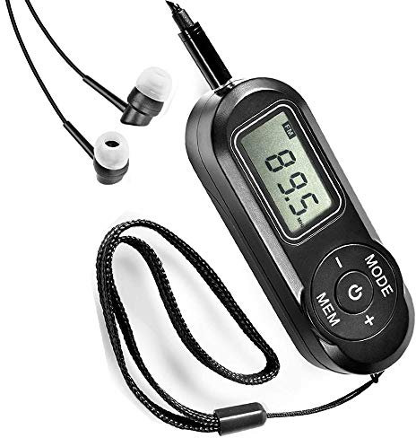 Mini Radio Tragbare FM mit digitaler LCD-Digitalanzeige, Kopfhörer, Pocket-Radio mit Voreinstellung, zum Joggen, Gehen, Reisen