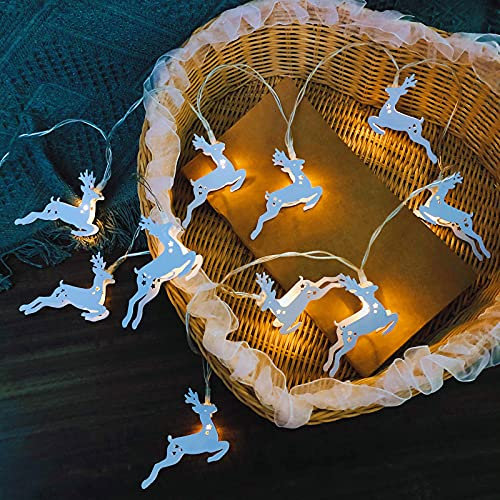 Riaxuebiy Nette Metall Elch-Lichterketten, Tier-Thema Dekorative 20 LEDs USB-betriebenes Lichterketten für Hochzeit Geburtstag Weihnachten Kinderzimmer Ornament (Elch, USB)
