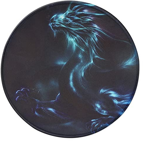 Hosimoln Tapis de Souris Rond avec Impression HD, Tapis de Souris à Base en Caoutchouc antidérapant avec Bord Cousu, Tapis de Souris personnalisé pour Ordinateur portable-22cm dragon003