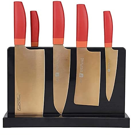 Luxury Magnetic Knife Block Holder with Enhanced Double Side Magnets, Eco-Friendly ABS, Cutlery Display Stand and Storage Rack, Large Capacity, Easy to Reach, Easy to Clean (Black)