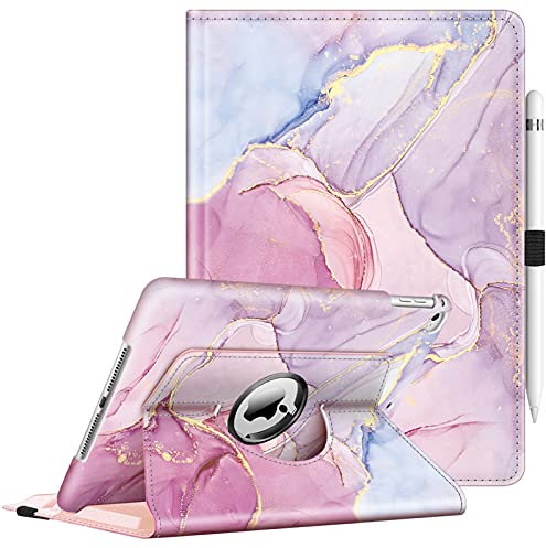 Fintie Custodia rotante per iPad 6a/5a generazione (2018/2017), iPad Air 2/Air 1 (9,7 pollici), rotazione a 360 gradi, funzione di spegnimento automatico, effetto marmo scintillante