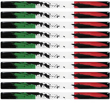 BIKE-label Italien 3D Aufkleber Flaggen 10 Stück je 150 x 10 mm Sticker für Auto Kfz Motorrad 300120VE