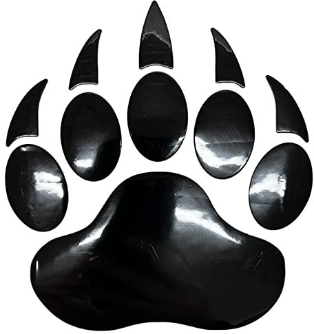 NewL 3D-Aufkleber, Motiv: Bärenpfote, Fußabdruck, Chrom, Auto-Emblem, Dekoration (schwarz)