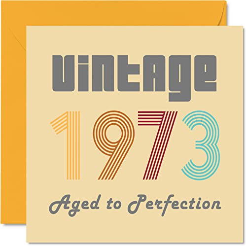 Geburtstagskarten zum 51. Geburtstag für Männer und Frauen – Vintage 1973 Aged To Perfection – 51 Geburtstagskarten Lustig für Sie und Ihn 145 mm x 145 mm Glückwunschkarten