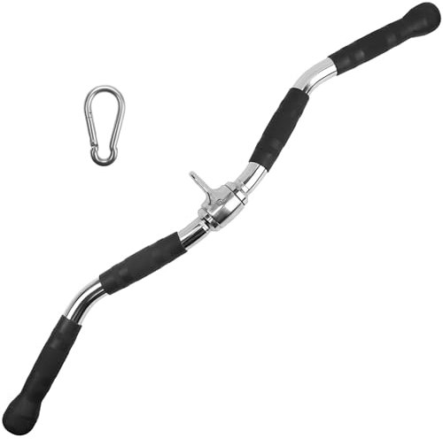 A2ZCARE Cable Machine Accessories for Weight Lifting, LAT Pull Down Attachment V Handle, V-Shaped Bar, Tricep Rope, Rotating Straight Bar (Curl Bar with Rubber)