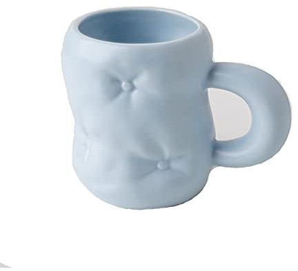 Tasse à café Creative Ceramic Cup Famille Grande Capacité Coffee Cuisson Coupe Couple Couple Coupe-cadeau Girl 13.2oz (gris jaune vert bleu) Tasses (Color : Blue)