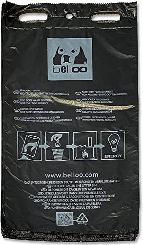 1000 BELLOO Hundekotbeutel, auch Gassibeutel oder Kotbeutel genannt, aus Recyclingmaterial PELD/HD schwarz, Stärke 13µ