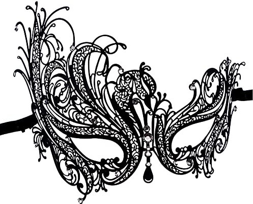 Lady of Luck Venezianische Maske Damen Ball Masken Augenmaske Venezianisch Maskenball Maske Venezianisch (Schwarzer Phönix)