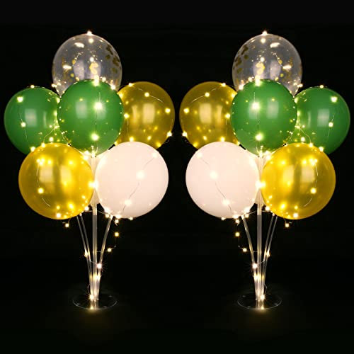 AUAUY 2 Stück Tisch Ballon Stand Kit, Wiederverwendbar Ballonständer, Luftballons Ständer Halter mit 16 Ballon und 2 Lichtern für Geburtstag Partydekorationen, Hochzeitsdekorationen, Feste und Partys
