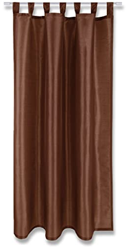 Blickdichte Braune Gardine Alessia mit Schlaufen in 140x145cm (BxL), in vielen Größen und Farben