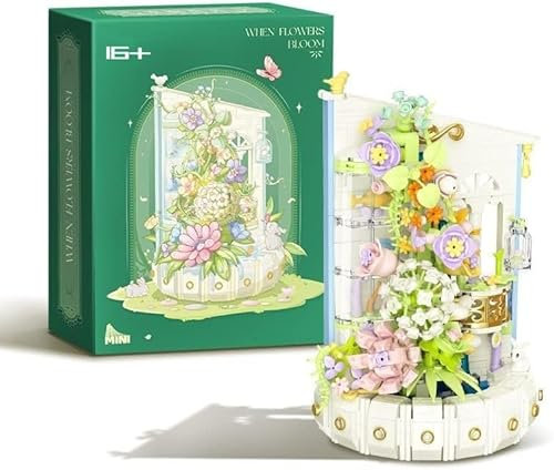 Blume Bausteine, 632 Teilige Botanik Kollektion Bauspielzeugsets Kunstpflanzen für Erwachsene, Künstliche Blumen zum Basteln, Technik Wasserfall des Blumen Bauset Kompatibel mit Großen Marken