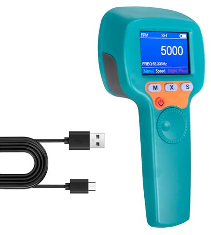 Digital Tachometer Stroboskop LED, Digitaler Drehzahlmesser Messen Drehzahl von 60-999999 RPM mit 0,001% Genauigkeit, Datenspeicher, Berührungsloser Tachometer, Hohe Genauigkeit RPM Gauge