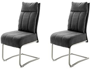 Robas Lund Esszimmerstühle 2-er Set mit Stoffbezug Dunkelgrau, Komfortsitzhöhe 50 cm, Stuhl 120 kg belastbar