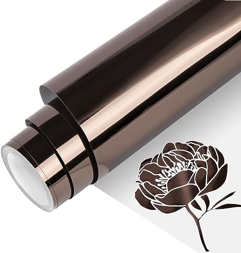 VINYL FROG HTV-Vinyl-Rolle, Metallic-Folie, 30,5 x 1,5 m, Braun / Chrom, zum Aufbügeln, einfach zu schneiden und zu entgittern, DIY Heat Press Design für T-Shirts, VF-HTV14-BW