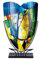 GILDE GLAS art Deko Vase aus Glas auf Metallfuß - Deko Wohnzimmer - Geschenke für Frauen Geburtstag Weihnachten - Mehrfarbig Höhe 58 cm