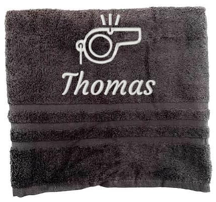 Pet-Jos Personalisiertes Handtuch mit Namen Schön gestickter Anstellung Name Handbadetuch 100% Baumwollhandtuch Personalized Custom Towel with Name (100 x 50 cm, Schiedsrichter)
