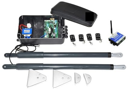 Automatic Sliding Gate Opener, 12VDC 220VAC Swing Gate Motor Telescopic Motorization Kit For Double Leaf Gate Support Back-up Battery Y Solar Powered Security System Kit for Sliding Gate(Kit8 3G versi