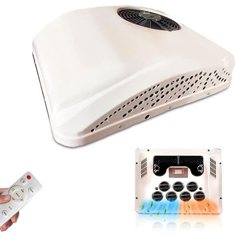 Ostreemaner Aire Acondicionado para Caravana, Aire Acondicionado para Caravana, 12v/24v, Enfriamiento Rápido De 3000w, Unidad De Aire Acondicionado Eléctrica para Techo De Calor Y Frío,12V