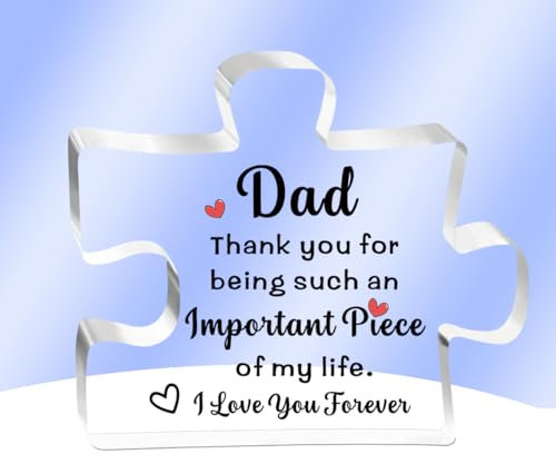 AMZQ Vatergeschenke - Zarte Papa Geburtstagsgeschenke von Tochter Sohn - Vatertag Thanksgiving Weihnachten Geburtstag Geschenke für Papa Papa Acryl Block Puzzle Stück Dekorationen Ideen