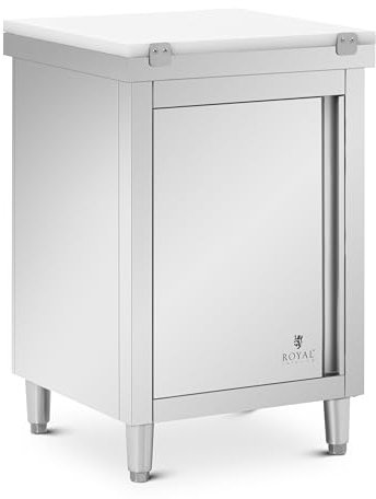 Royal Catering RCBWC-6060 Arbeitsschrank Edelstahl 60 x 60 cm 500 kg Tragkraft inkl. Schneidplatte Edelstahlschrank Gastro-Arbeitsschrank