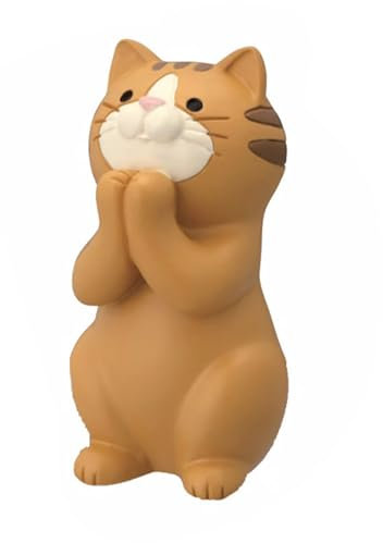 Ornement de Chat 50X83X58 mm/40X42X65 mm/32X42X68 mm, Statue de Chat, Support de Téléphone et de Tablette, Porte-stylo en Résine, Décoration de Bureau pour la Maison(32x42x68mm Marron)