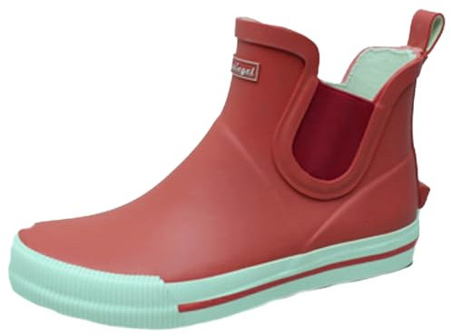 Bockstiegel Damen Gummistiefel Momo kurz mit seitlichem Elastikeinzug - Wasserdichte Stiefelette mit Ausziehhilfe in Rot-Weiß Größe 38