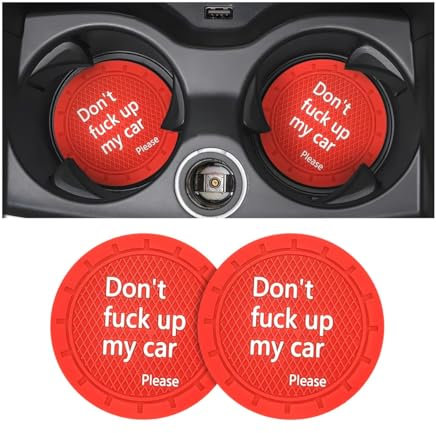 2 Pack Car Cup Holder Coasters, 2.75 Inch Non-Slip PVC Insert Cup Coaster, Anti-Scratch Auto Cup Mats for Women Men, Vehicle Interior Accessories Universal for Car, SUV, Truck (Red)