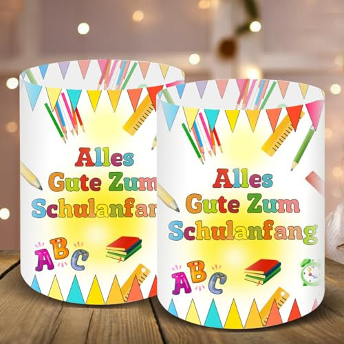 12 Windlicht Tischdeko Einschulung Junge, Einschulung Tisch Deko, Windlichter Tischdeko Endlich Schulkind, Endlich Schulkind 2024 Deko, Schuleinführung Einschulungsdeko Geeignet für Teelichter Kerzen