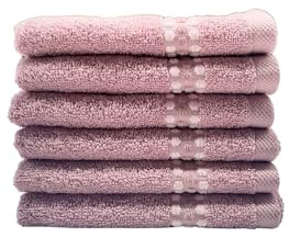 Maisonette Classy 100% Baumwolle Waschlappen (30 x50cm, 6er-Pack) - Gesicht, Hand Altrosa Handtücher für Badezimmer & Kleine Gästehandtücher
