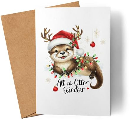 Lilavie-Design All The Otter Reindeer Lustiges Ottermotiv Karte Weihnachtskarte witziges Design Weihnachten