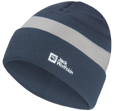 Jack Wolfskin Unisex Kid's Stripy Knit Beanie K Hat, Midnight Sky, M