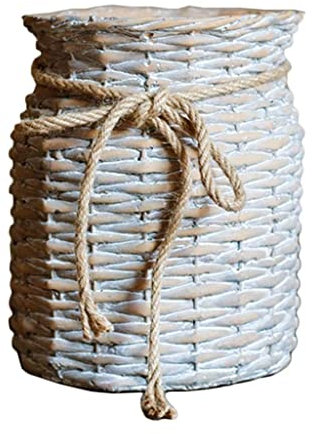 Großer geflochtener Blumentopf für den Außenbereich, einzigartige Beton-Imitation, Pflanztöpfe für den Garten, 17 x 17 x 23,5 cm