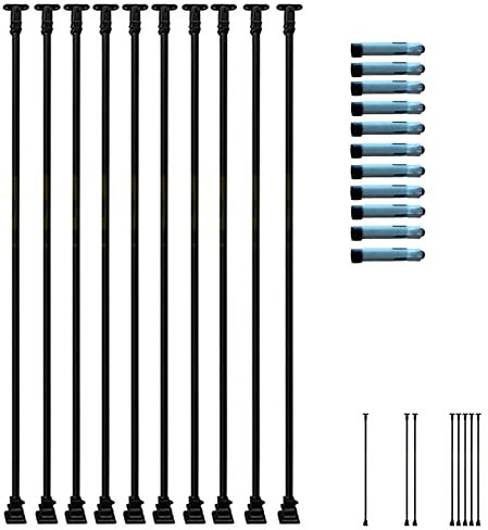 Mandrini per balaustre in ferro nero per scale per soffitte e balconi, confezione da 10 pezzi, 100 x 150 cm, altezza da tagliare a misura
