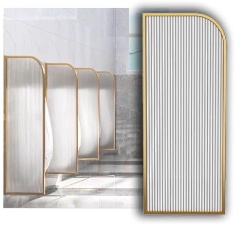 An der Wand montierte Sichtschutzwände für Männerurinale, Urinal-Bildschirm, Toiletten-Trennwand, Raumteiler, Badezimmer-Wandteiler, Glasschirm, Wasserabweisende Pl,Gold-15.7x39.3in-2PCS