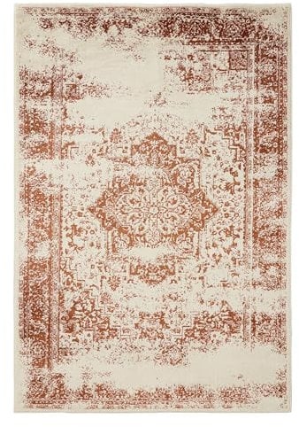benuta Basic Teppich Suki - Creme/Orange 60x120 cm - Kunstfaser - Rechteckig & im Style: Vintage, Orient Style - Pflegeleicht für Wohnzimmer Schlafzimmer