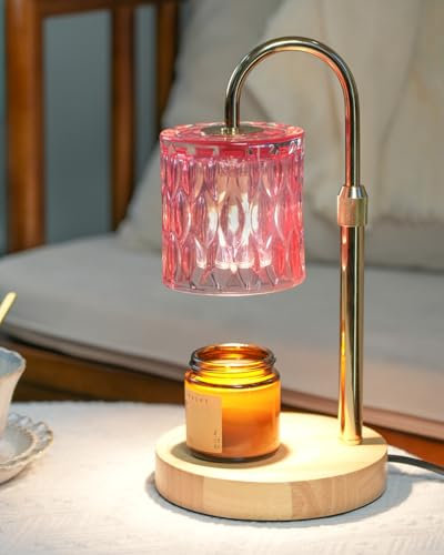 HAIDOLIANG Scented Candle Warmer Lamp with Timer, Adjustable Height & Stepless Dimmable – Birthday Gifts for Women/Mum, Home Decor Bedroom Essentials (Pink)