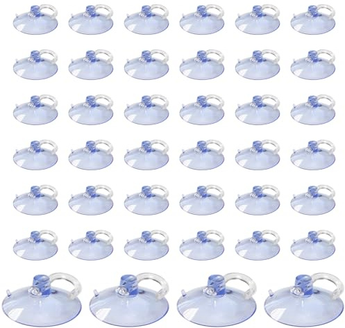 Clear Suction Cup Hooks 40mm Max1kg Christmas Transparent PVC Vacuum Adhesive Window Sucker Hanger Ideal for Hanging Fairy Lights Festival Small Decorations 40PCS