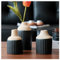 Schwarz Keramik Vasen Set 3er - Modern Boho Aesthetic Kleine Blumenvasen Home Decor - Deko Mini Vase Für Wohnzimmer Tischdeko küche Couchtisch Tisch Regal Bücherregal Kamin (Schwarz Vase)