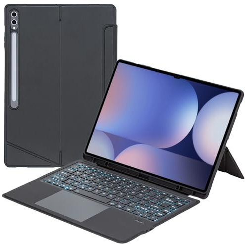 Bluetooth Backlit Keyboard Cover Keyboard Folio Case for Samsung Galaxy Tab S8 Ultra 14.6 (SM-X900 / SM-X906), Backlight & TrackPad Mouse & Detachable Keyboard