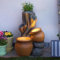 Festive Lights - 53.5cm Rustic Tree Trunk LED Lit Hybrid Terracotta Water Feature with Planter - Solar, USB & Mains Powered, Indoor Outdoor Garden Fountain, Timer Function, Polyresin, External Panel