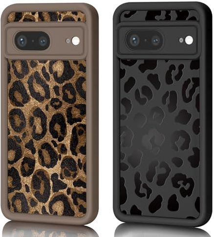 AICISINGN 2 Stück Handyhülle für Google Pixel 7 Hülle Aesthetic Leopard mit Muster Matte Case Frauen Mädchen, Weich TPU Schutzhülle Stoßfest Bumper Case für Google Pixel 7, 04