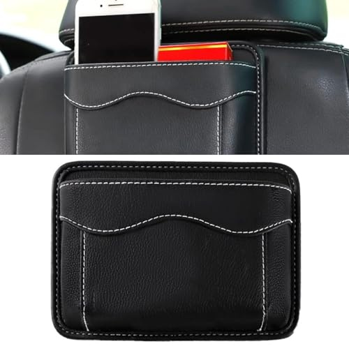 SHYSBV Seitentasche für Autositze, selbstklebende Autositz Organizer aus PU-Leder – Aufbewahrungstasche für Handy, Schlüssel & Dokumente, Car Organizer für Auto Innenraum Zubehör 12x17 cm