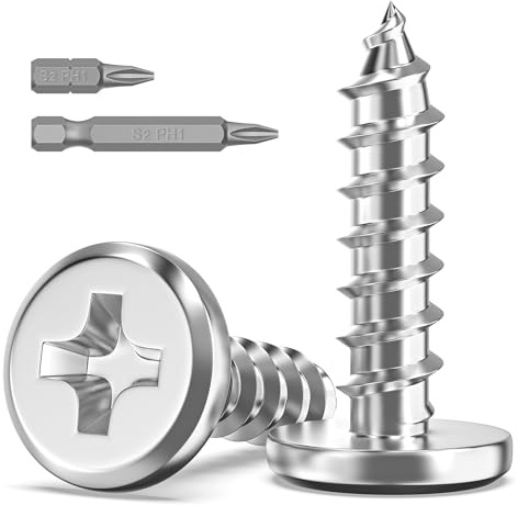 20Pcs M3 Screws for Wood, M3 x 12mm Screws, Flat Head | 304 Stainless Steel, Self Tapping Screws, Phillips Drive with 2Pcs Bits