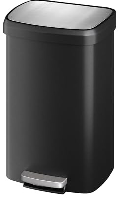 GarveeHome Step-On Kitchen Trash Can 50L, Stainless Steel Rubbish Bin with Soft Close Lid, Fingerprint Resistant, Easy Clean Removable Inner Bucket for Home Office (Black, 50L)