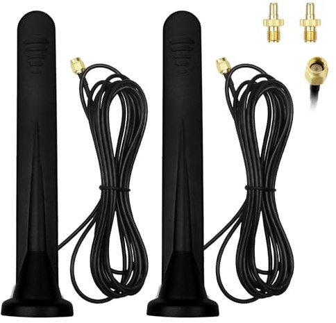 Antenna WLAN 5G 4G, 2 pezzi, Amplificatore di segnale omnidirezionale, 15DBI, impermeabile, con base magnetica, TS-9 SMA per router LTE mobile, modem, telecamera trail, antenna 3G/4G/5G/GSM/GPRS, cavo